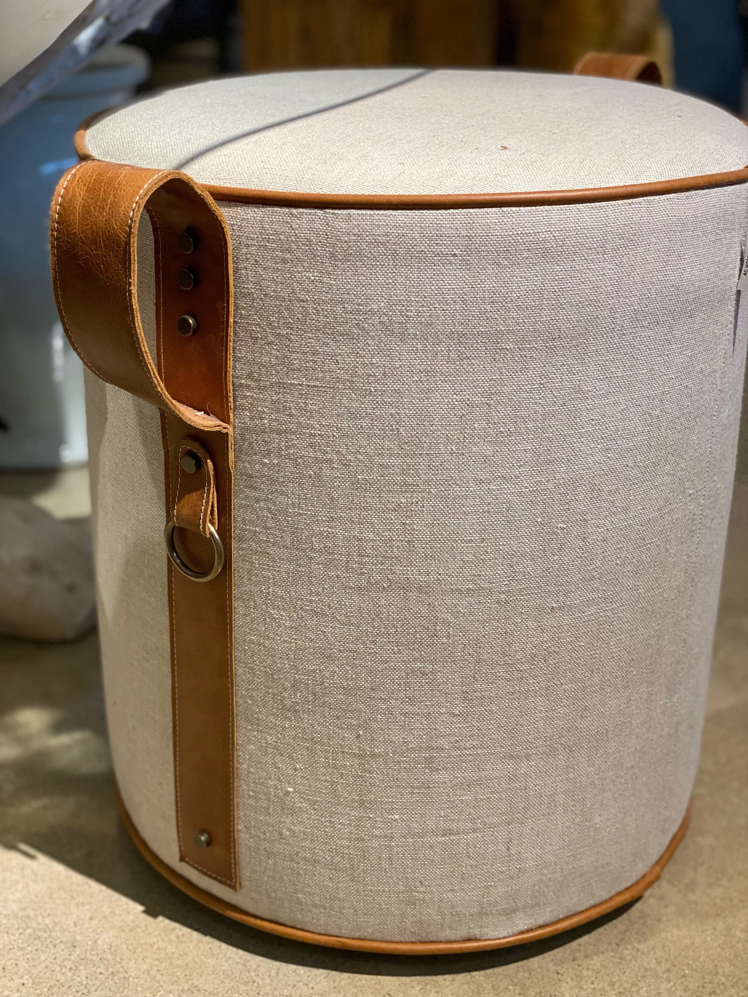 Oatmeal Leather Stool