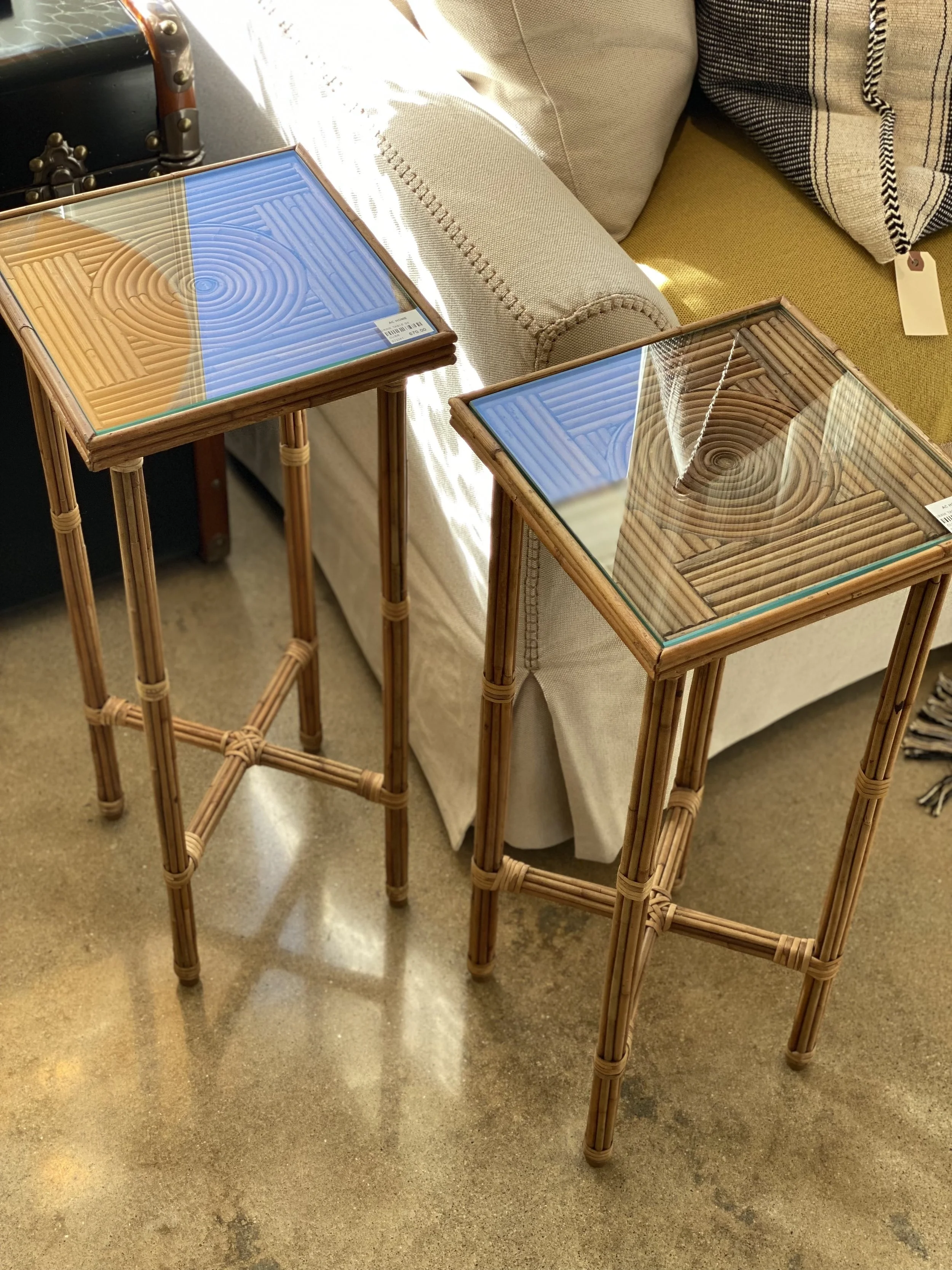 Square Rattan Drink Table