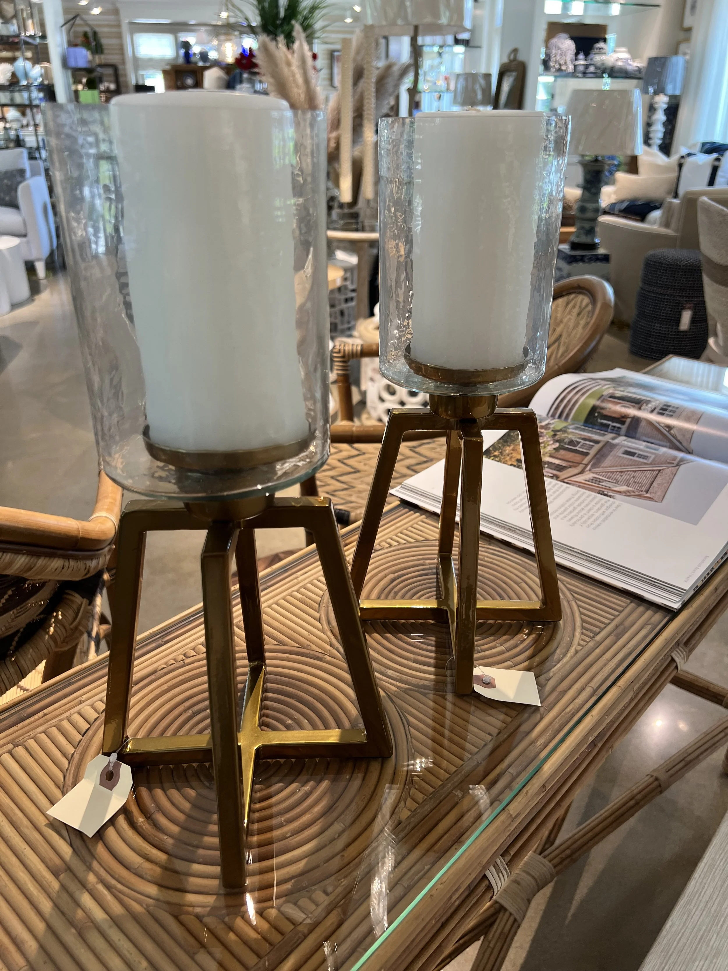 Glass Hurricane Candle Holders