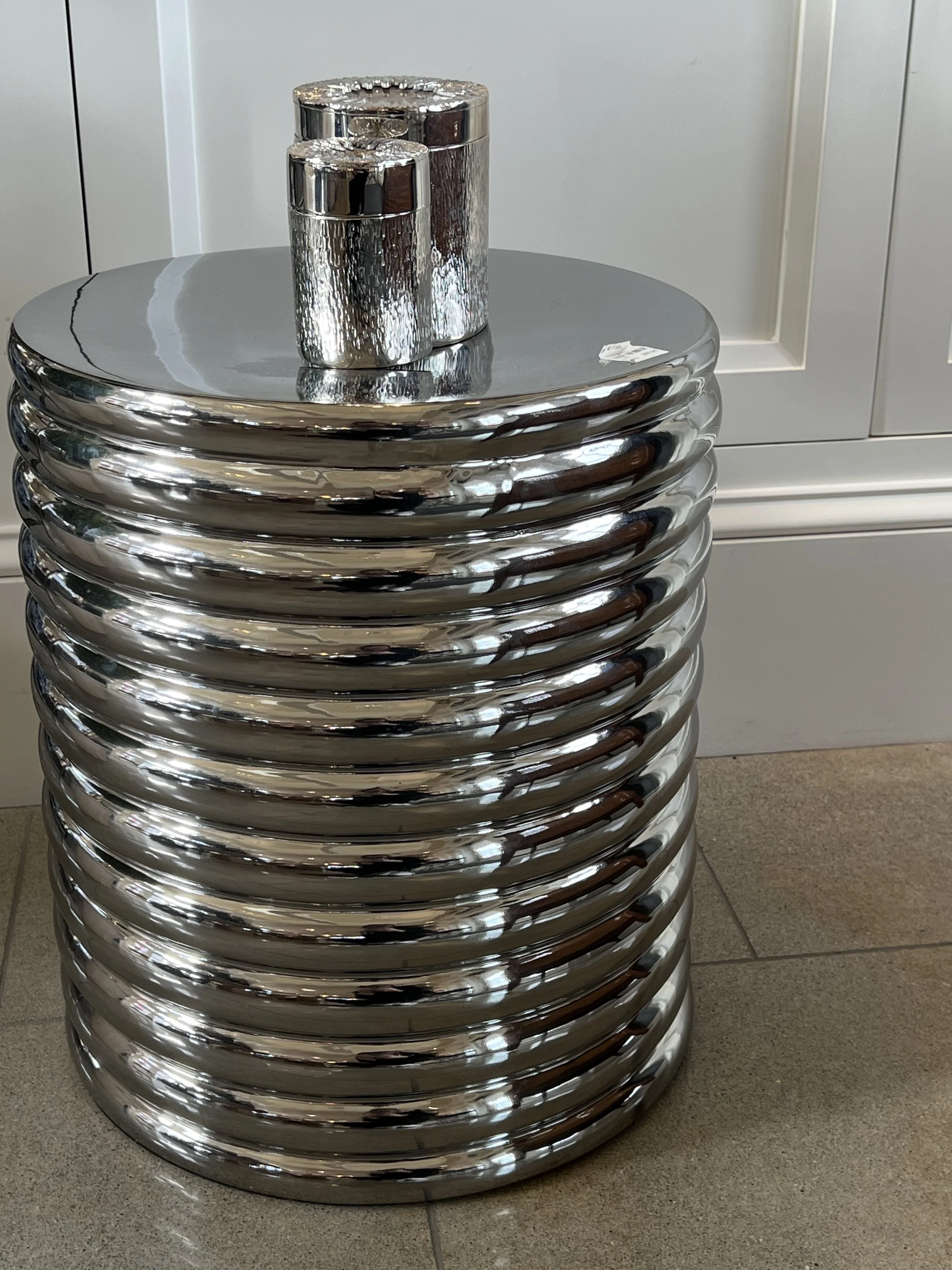 Silver Barrel Side Table