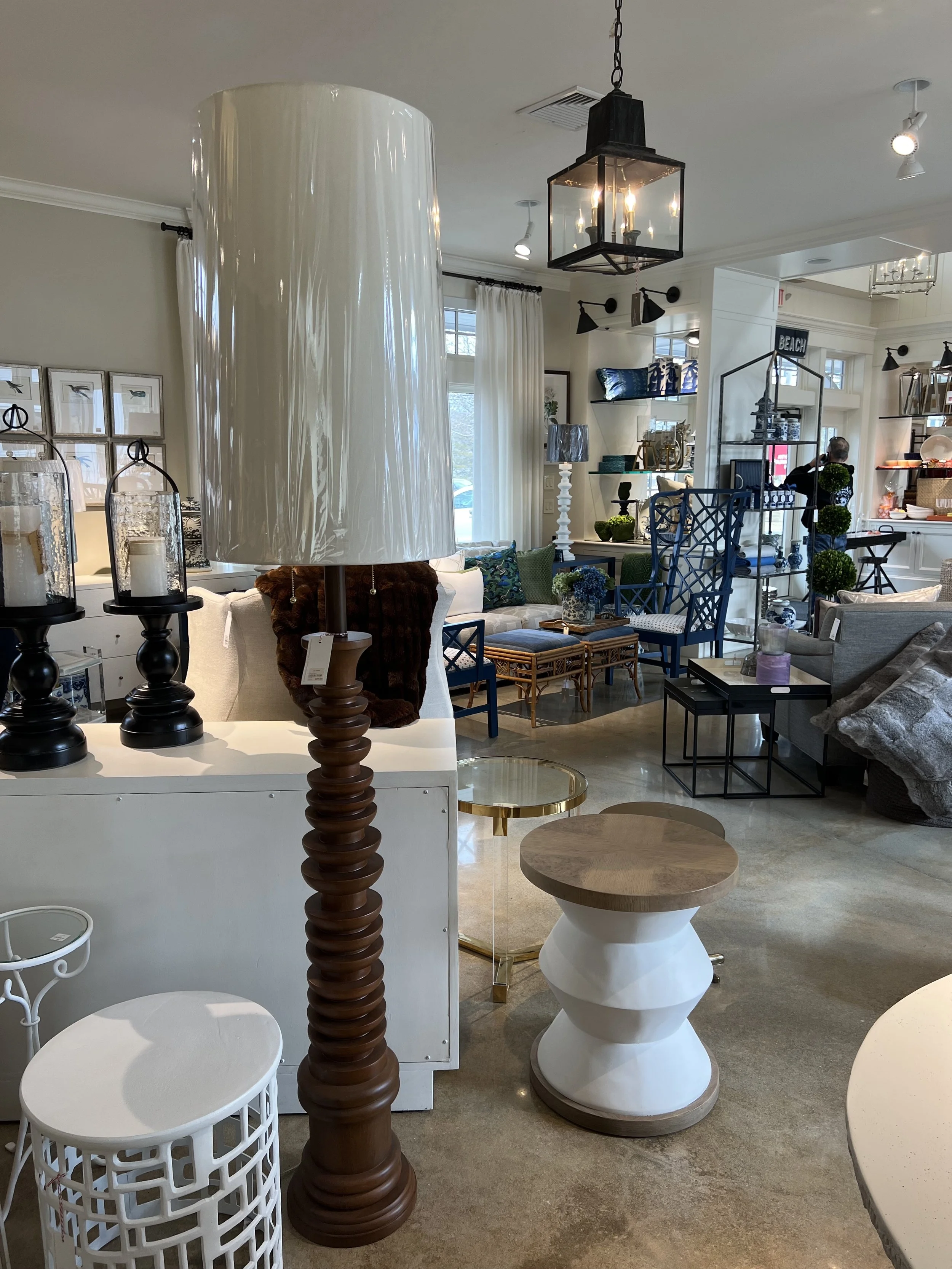 Fluted Stem Wood Floor Lamp