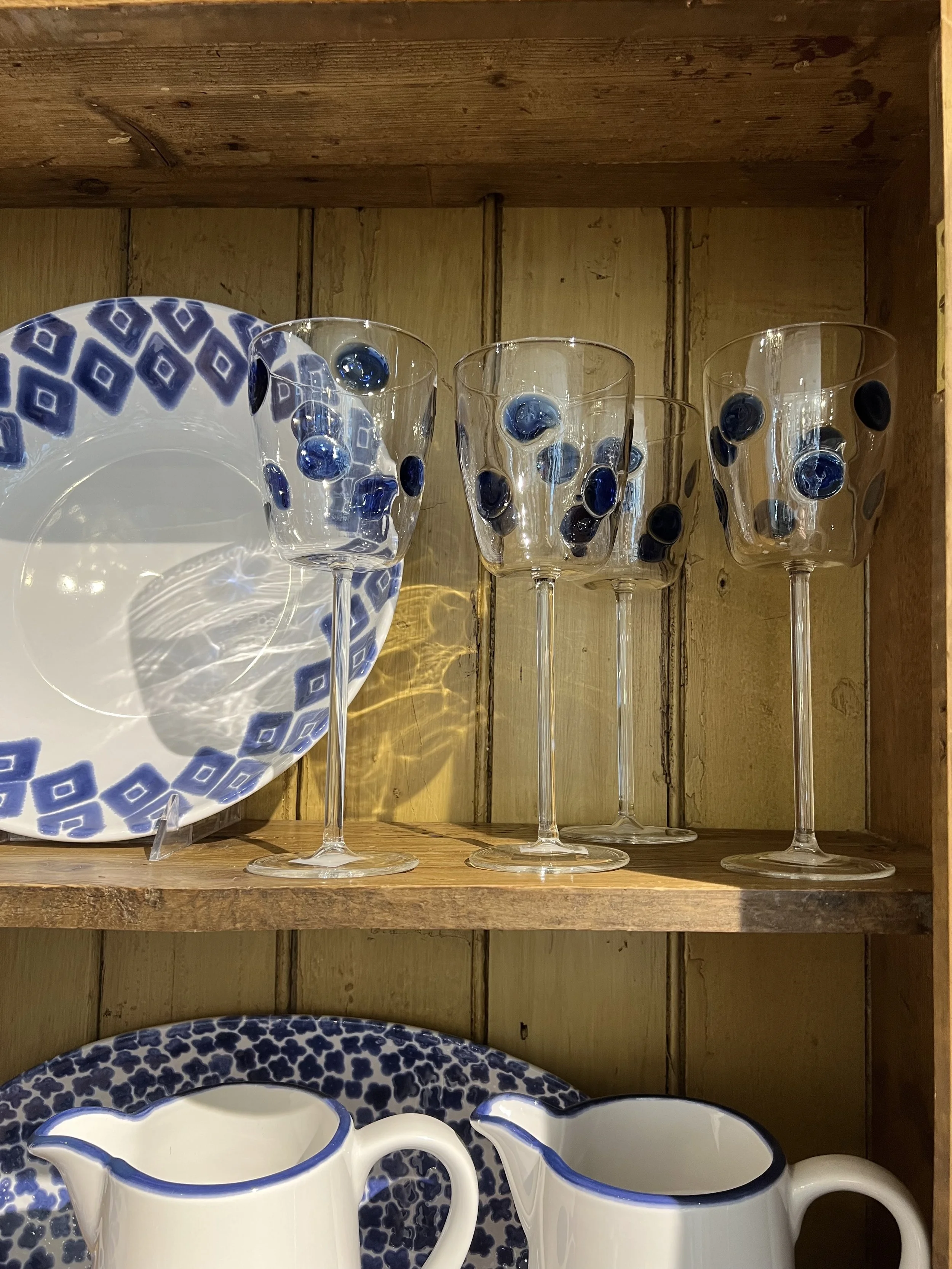 Blue Polka-Dot Wine Glasses