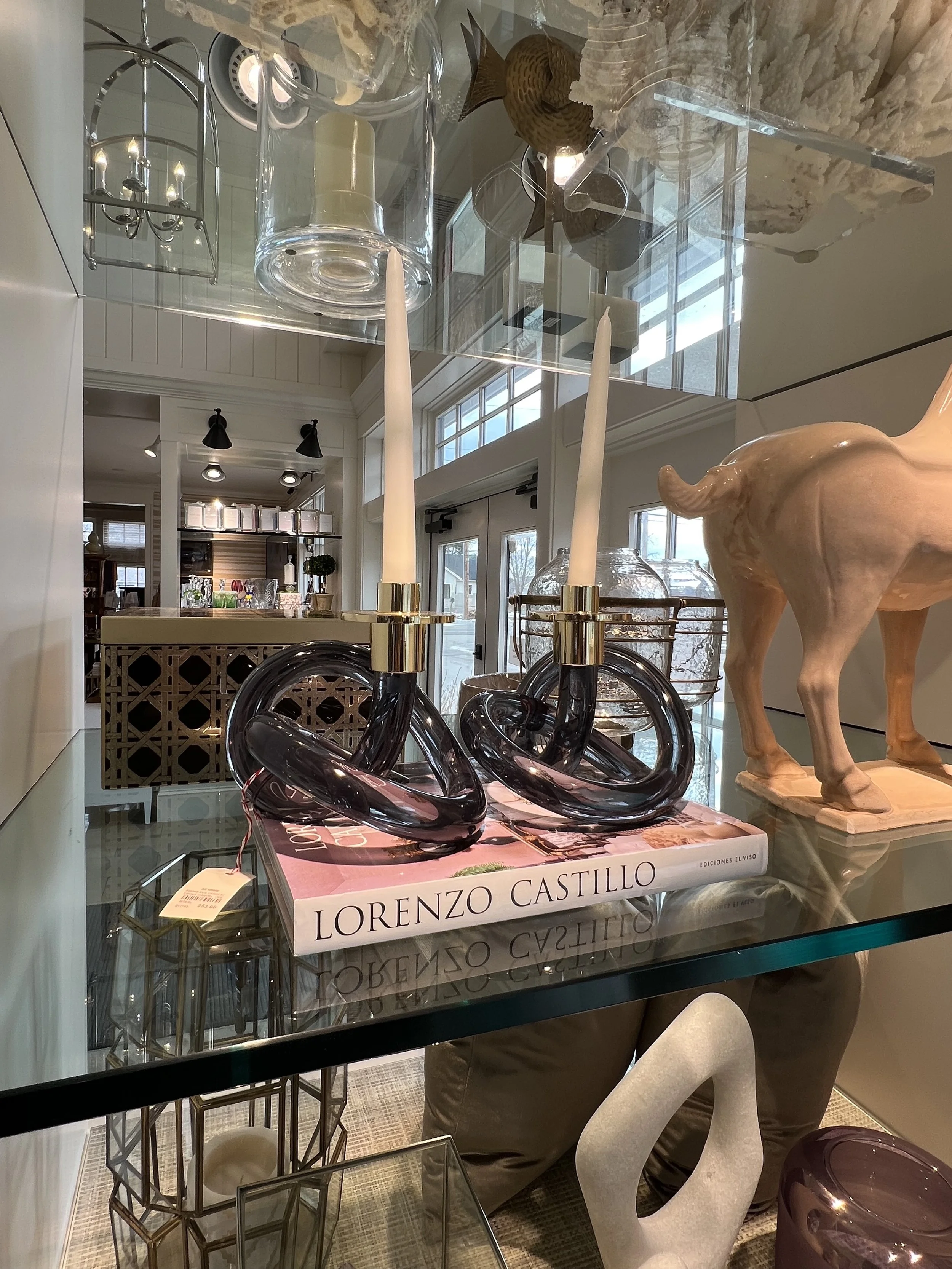 Ava Smoke Candle Stick Holders