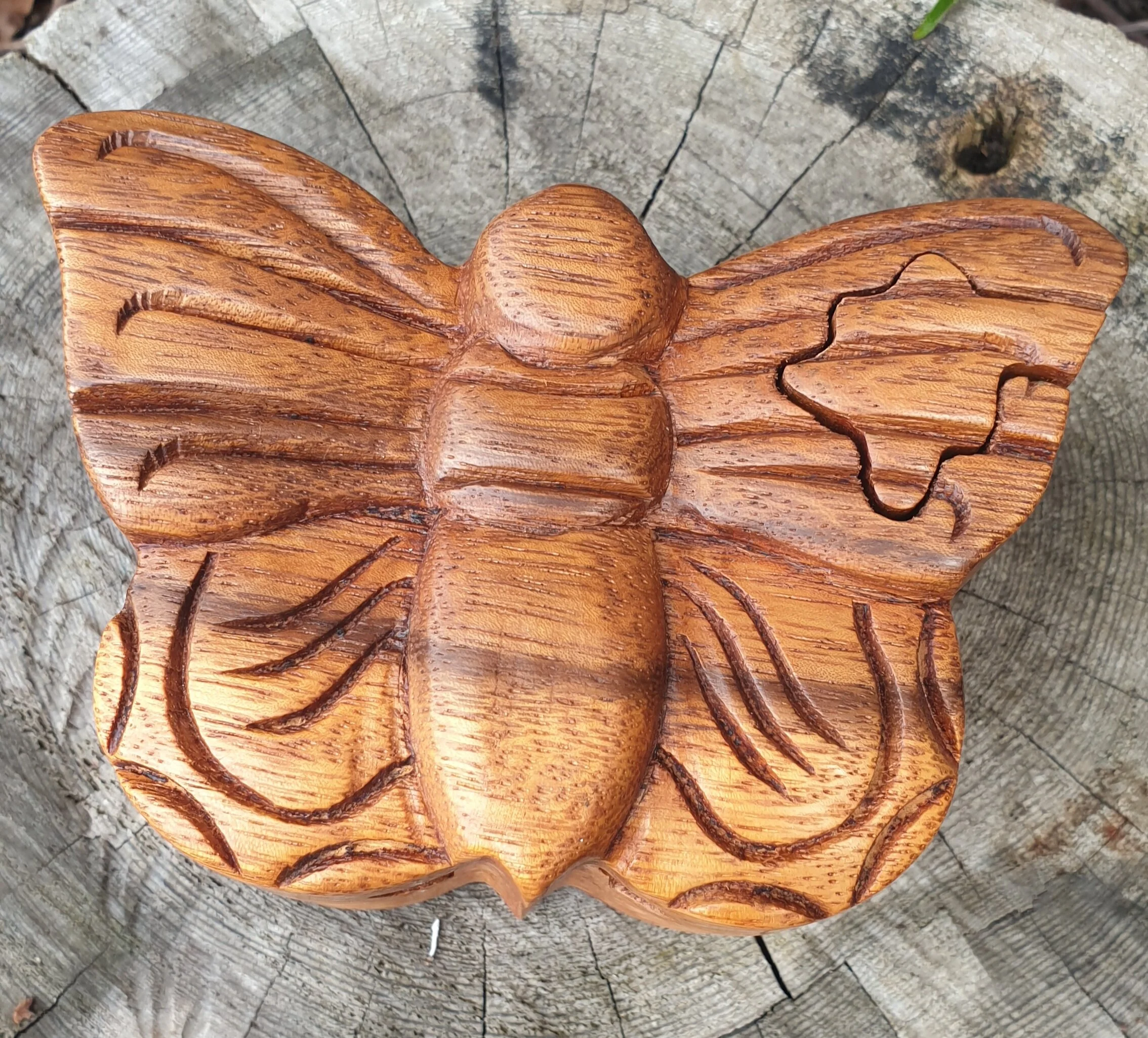 Wooden Butterfly Puzzle Box