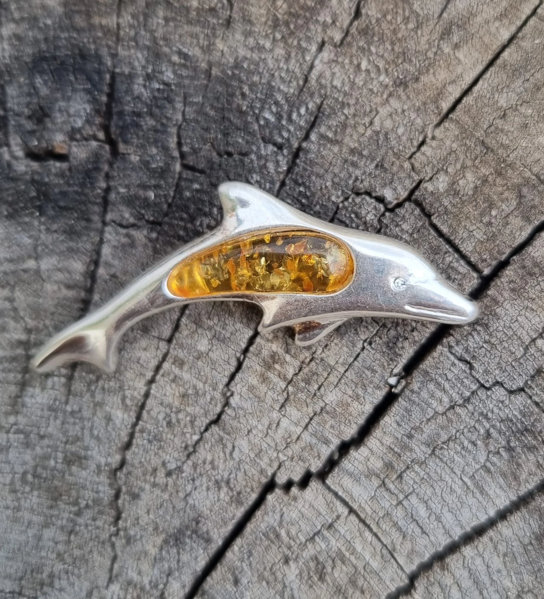 Amber  Dolphin Pendant