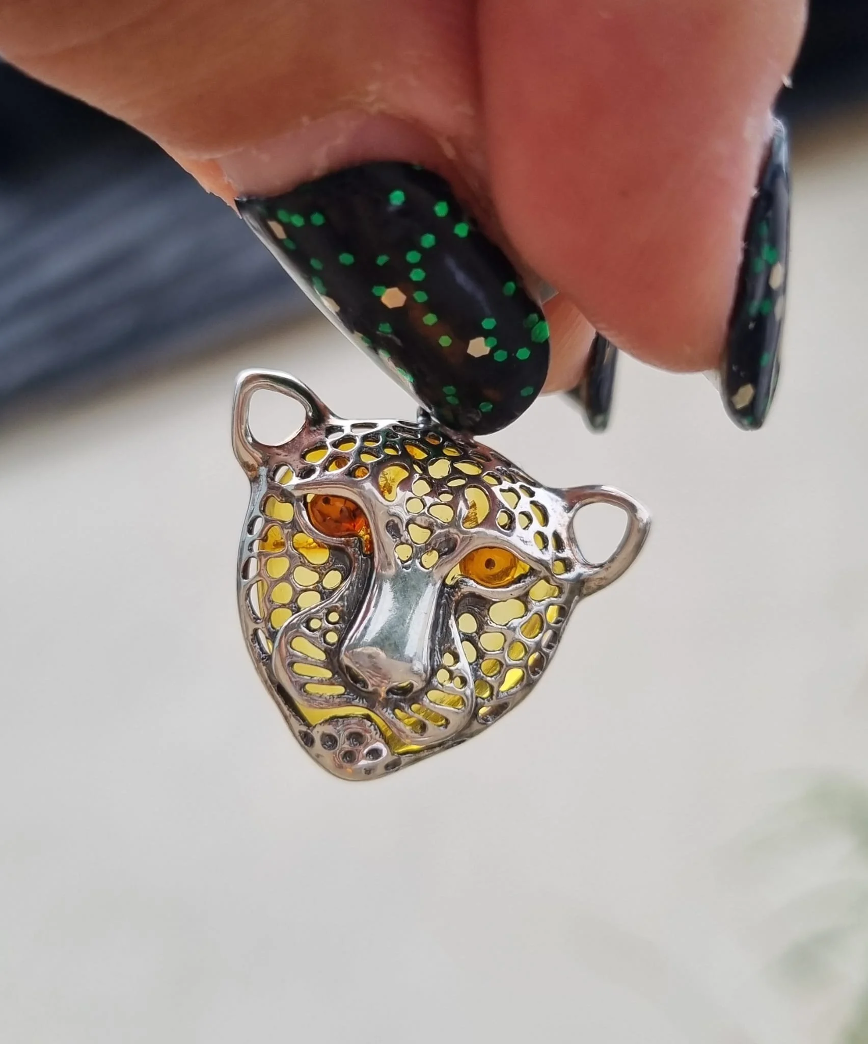 Cheetah Amber Pendant