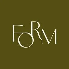The word 'FORM' written in a stylized, overlapping white font on an olive green background.
