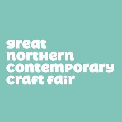 Text reading "Great Northern Contemporary Craft Fair" on a light turquoise background.
