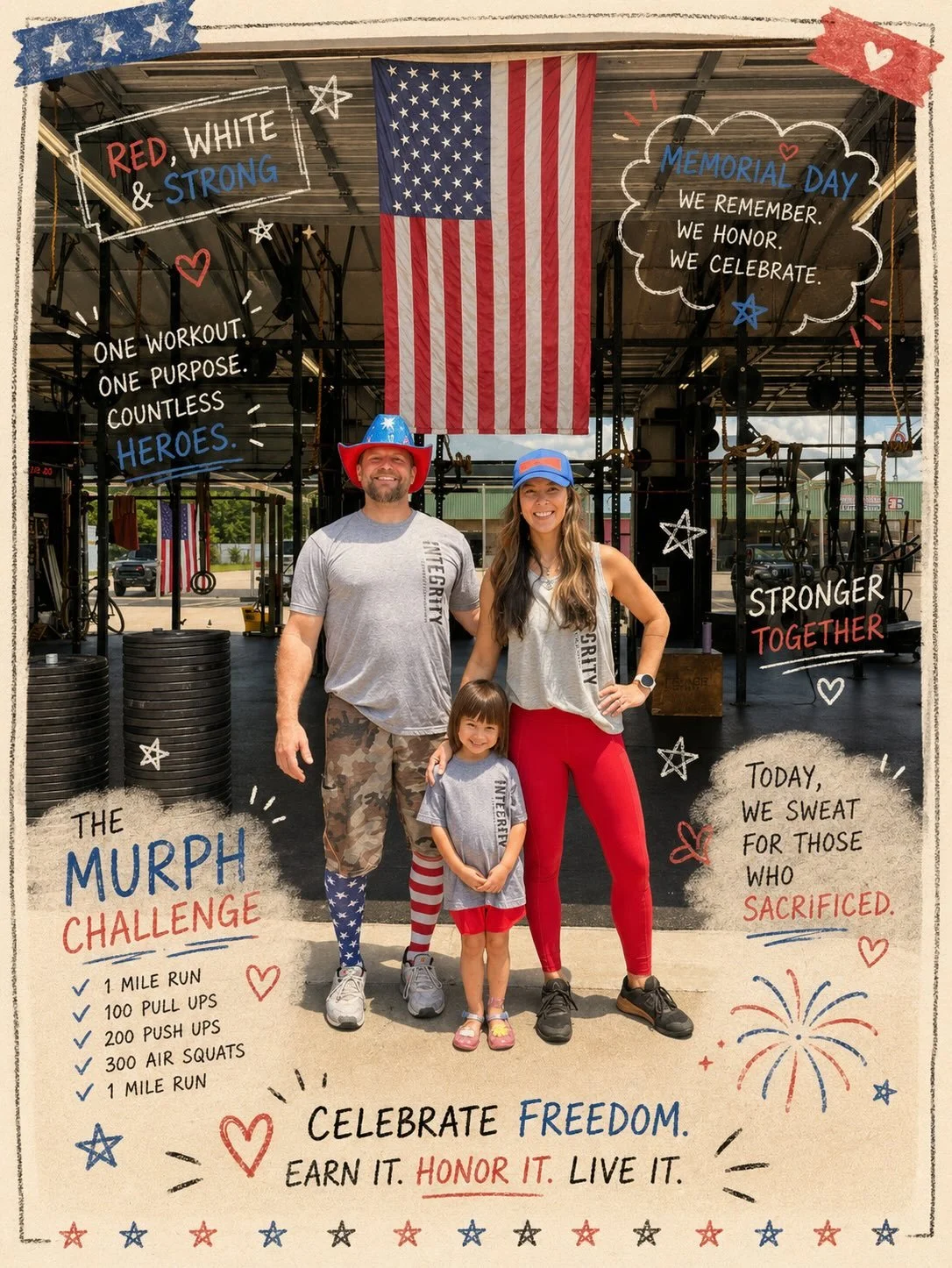 Memorial Day Murph Challenge with the family and our @integrity_sc community.  Honoring Lt Michael Murphy and all those gave the ultimate sacrifice so we can continue to live this beautiful life. 🇺🇸🇺🇸🇺🇸🇺🇸🇺🇸🇺🇸

Grateful doesn&rsquo;t cover