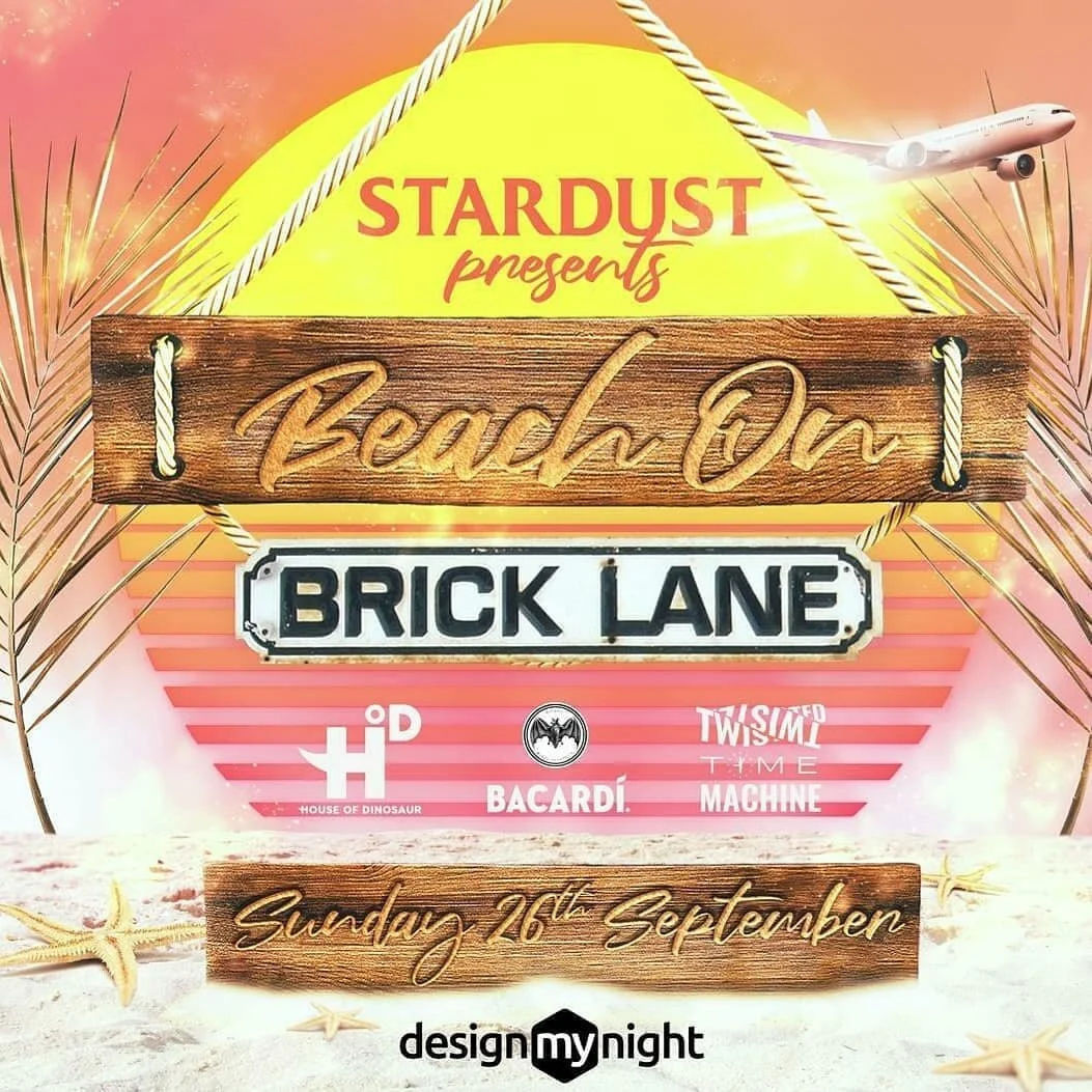 𝗕𝗲𝗮𝗰𝗵 𝗕𝗿𝘂𝗻𝗰𝗵 𝗼𝗻 𝗕𝗿𝗶𝗰𝗸 𝗟𝗮𝗻𝗲 ☀️🍹

The smell of suncream in the air, sand between your toes and a cocktail in hand.....

It may feel like a distant memory but Stardust LDN are bringing the holiday vibes to you this September 😍💥
