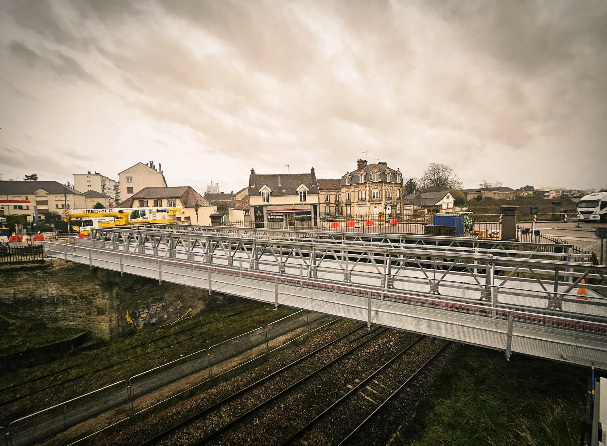 Waagner-Biro Panel Bridge in Troyes, France - Temporary Bridge during construction works