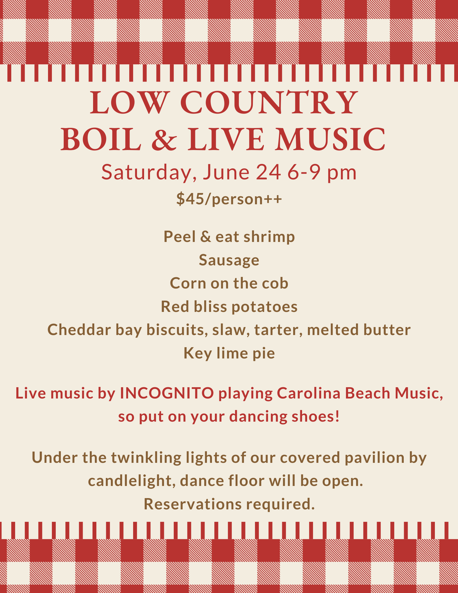 Low Country Boil & Live Music