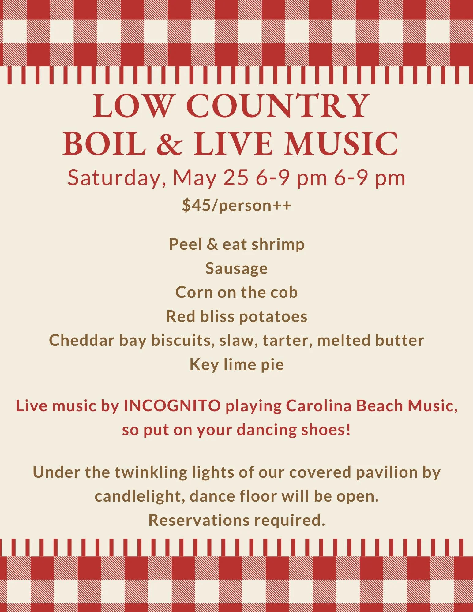 Low Country Boil & Live Music