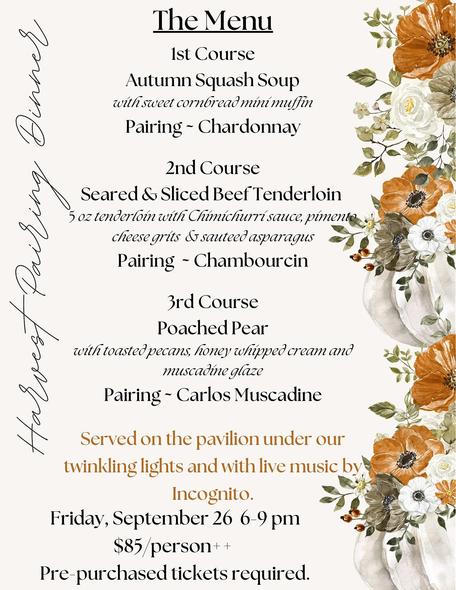 Harvest Wine Pairing and Dinner Party