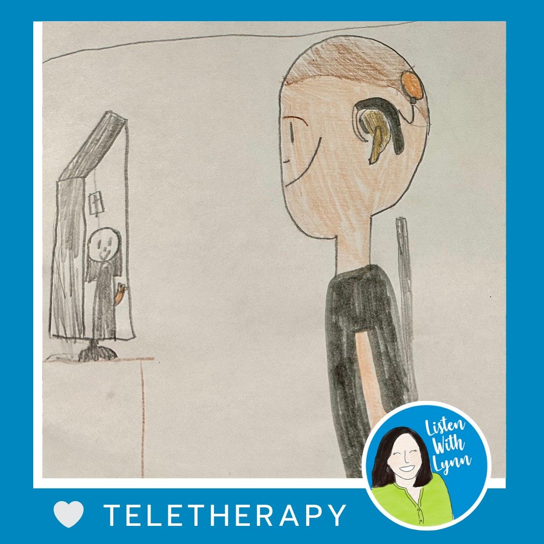 Do you see me 👩🏽 on the computer screen? 

My nine-year-old grandson 💙 sketched a teletherapy session!  His drawing is on point with the CI and the kid is following my 5 L's For Listening! 

★ FREEBIE: 5 L's For Listening

LINK https://bit.ly/Self