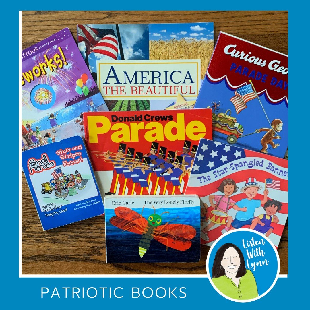🇺🇸 Check out library books and learn about America. Reading patriotic picture books introduces new vocabulary and grows background knowledge, which is essential for deaf and hard-of-hearing kids.
.
🇺🇸LINK Listening and Language/Auditory Training 