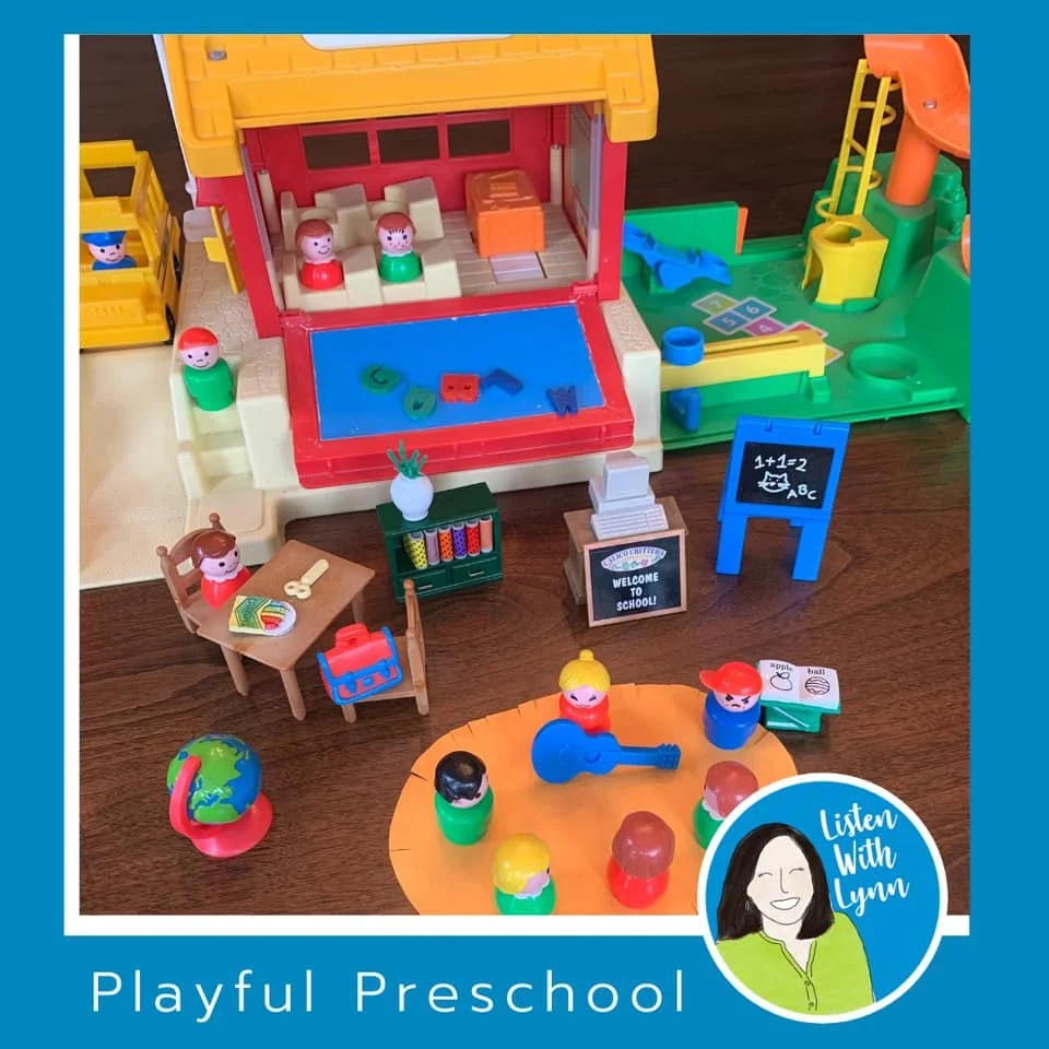 Pre-teaching vocabulary, language, listening, and following directions through play for Little Listeners heading to preschool. Remember that listening and language is caught, not taught.

🍎  DIRECTIONS - line up, wait your turn, sit next to ___ ...
