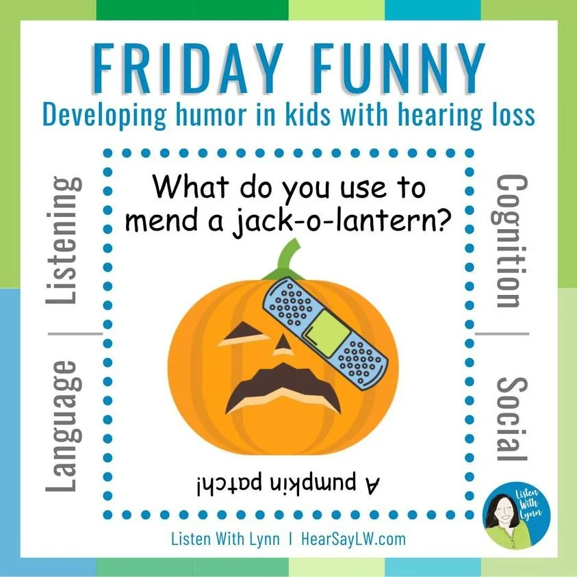 🎃 Grab the FREE  October Riddles &amp; Jokes.
Jokes are terrific for building listening and social skills.
Auditory comprehension of jokes relies on many language skills like...
➼ homonyms
➼ homophones
➼ similar-sounding words (helping with phonemic