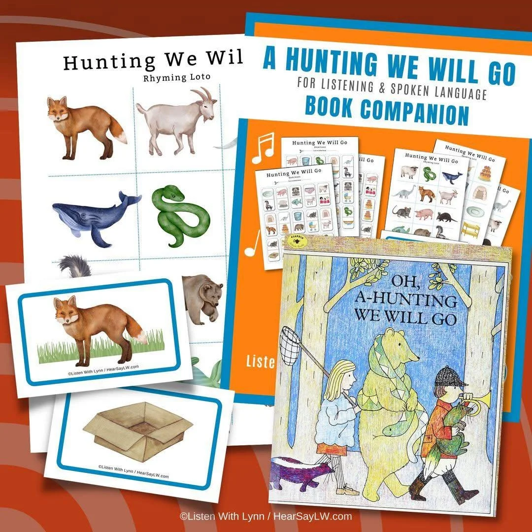 Oh, A-Hunting We Will Go is my favorite rhyming and phonemic awareness story and song for growing listening, language, and literacy with preschoolers and early elementary-aged children.

I have included it in my Thanksgiving thematic unit for years. 