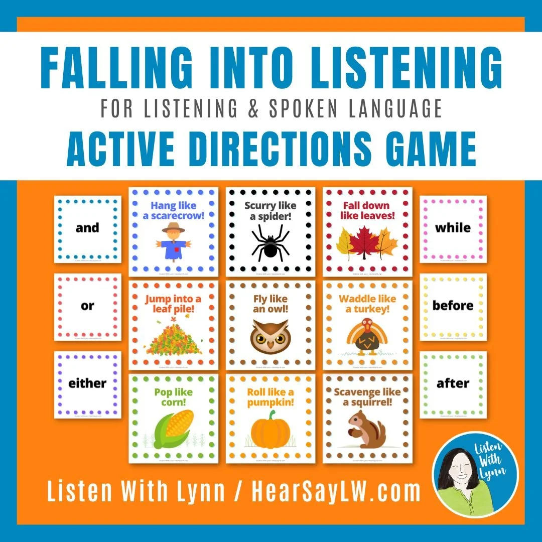 Get kids up and moving, following directions, and growing listening and spoken language skills with these interactive autumn directions! 

This lively activity targets action verbs and conjunctions, multi-step, and complex directions.
No planning. On