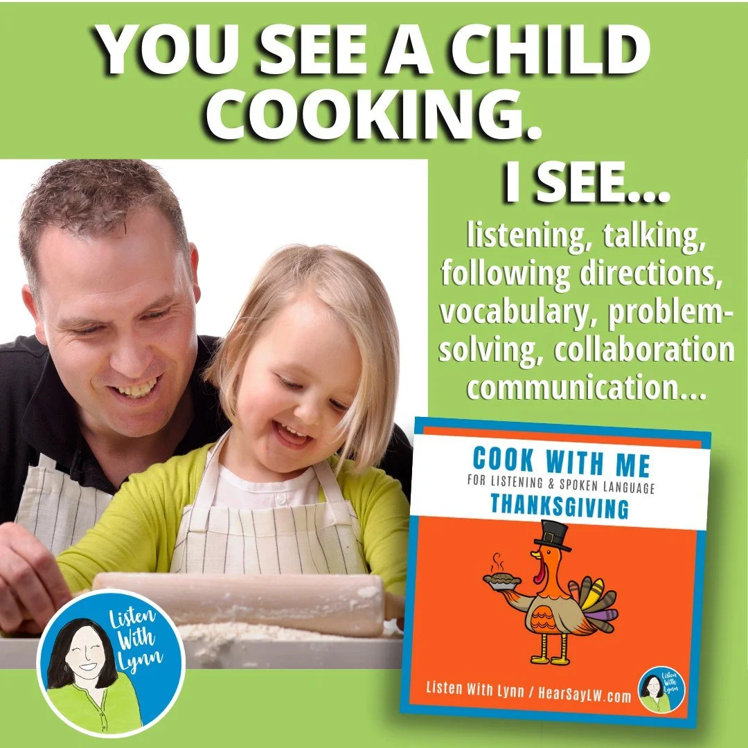Have you seen my Fall Cook With Me resource? 
The recipes have minimal ingredients and steps and provide authentic opportunities for children to listen, follow directions, and develop self-help skills. Cooking together invites natural communication a