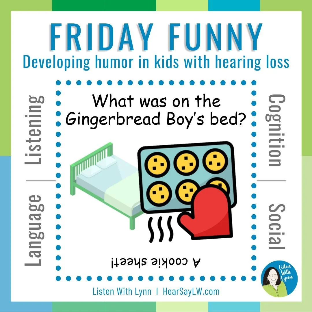 🧠 Teach a new joke each Friday to build listening, language, cognition, and social skills!
🤣 Take the time to explain the meaning, and in no time, your kids will understand what makes the joke funny. 
🗨️ Then practice telling the joke to others.

