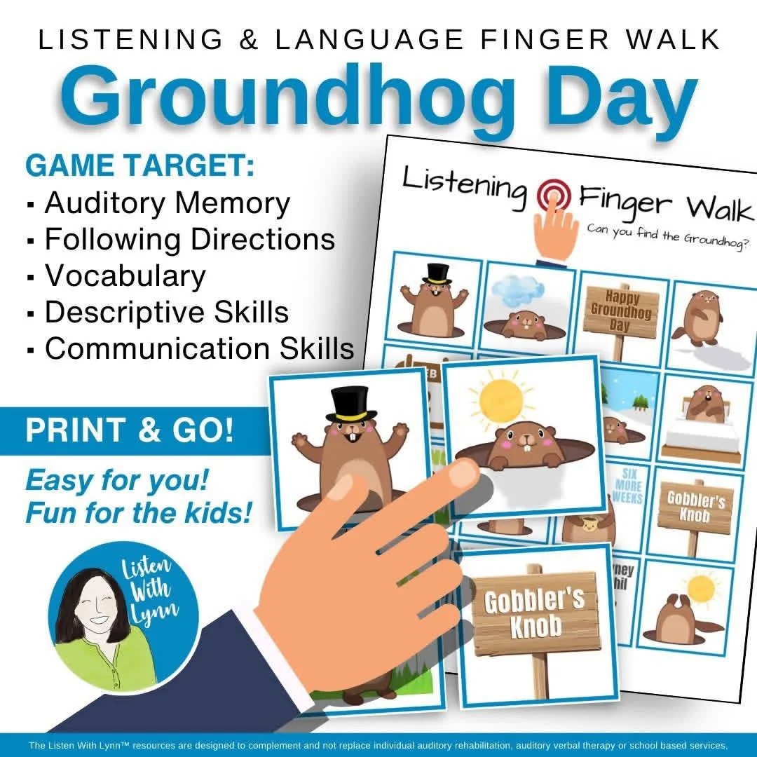 🌤️ The GROUNDHOG saw his shadow predicting that we have six more weeks of winter ❄️.

🦫 If your kids need practice with auditory working memory, executive functioning, and following directions, the GROUNDHOG DAY Listening Finger Walk is a must-have