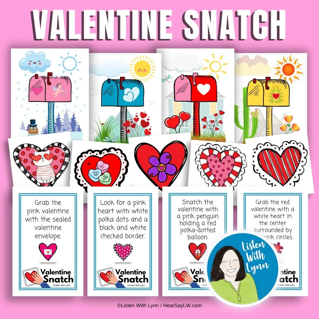 🌹 What's your go-to Valentine's activity that the kids just L❤️VE?

VALENTINE SNATCH is a favorite where kids listen to multi-step directions to find valentines that match the descriptions heard. It's easy to level up or down to meet many goals.

❤️