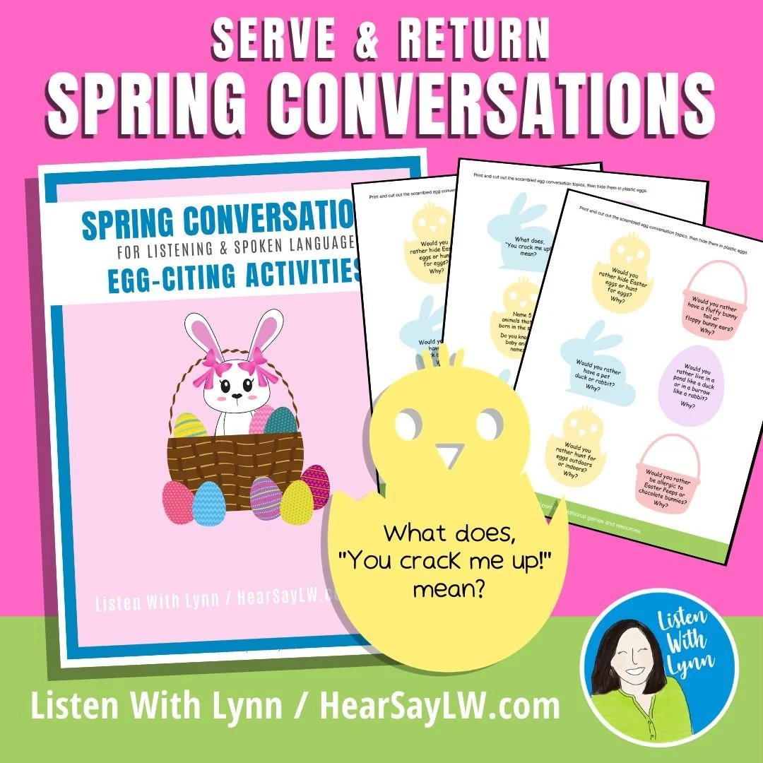 🦋Kids love these 🐥Egg-Citing 🐥activities that target listening and spoken language, seasonal vocabulary, back-and-forth conversational skills, Theory of Mind, and social skills. 

This resource includes:
🌷 18 Egg Conversation Starters in holiday 