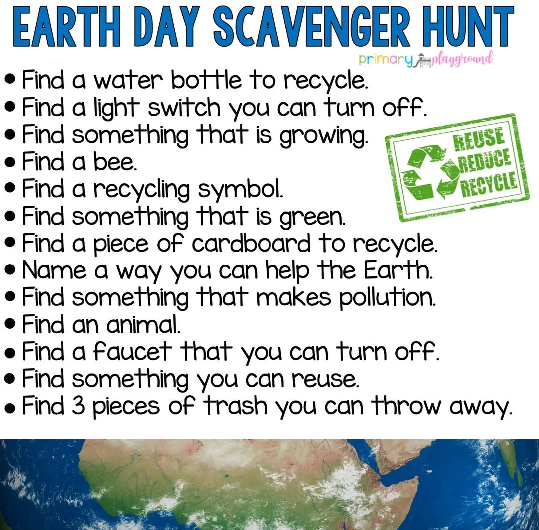 🌎 Earth Day is a great day to go on a Scavenger Hunt. So many possible listening, learning, and talking points! 

Primary Playground
https://primaryplayground.net/

🌎  LISTEN WITH LYNN games, activities, &amp; resources ➼ https://bit.ly/ListenWithL