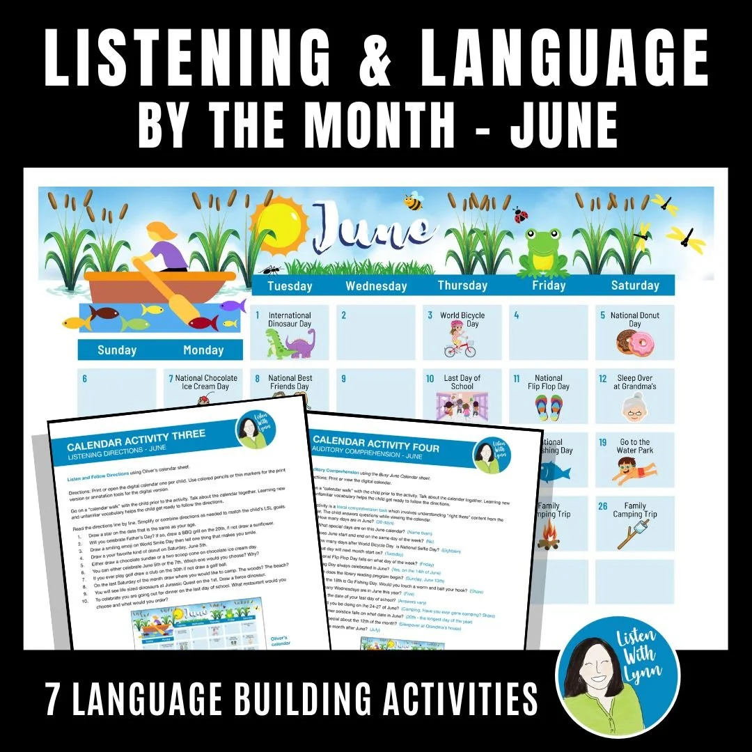 The ☀️ JUNE ☀️ Listening and Language By The Month is here! 
☀️ ☀️ Target auditory memory, listening comprehension, time concepts, grammar, literacy, seasonal vocabulary, and conversational skills with seven activities. Use one or all!

★★★★★ Jennife