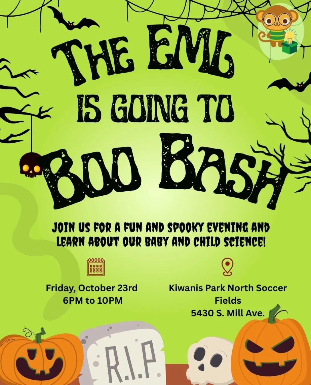 Something spooky is brewing at the Emerging Minds Lab! 👻🎃

Join the EML at Boo Bash for a night full of Halloween fun, spooky surprises, and a chance to learn more about our exciting baby and child development research! 🧠🦇

📅 Friday, October 23r