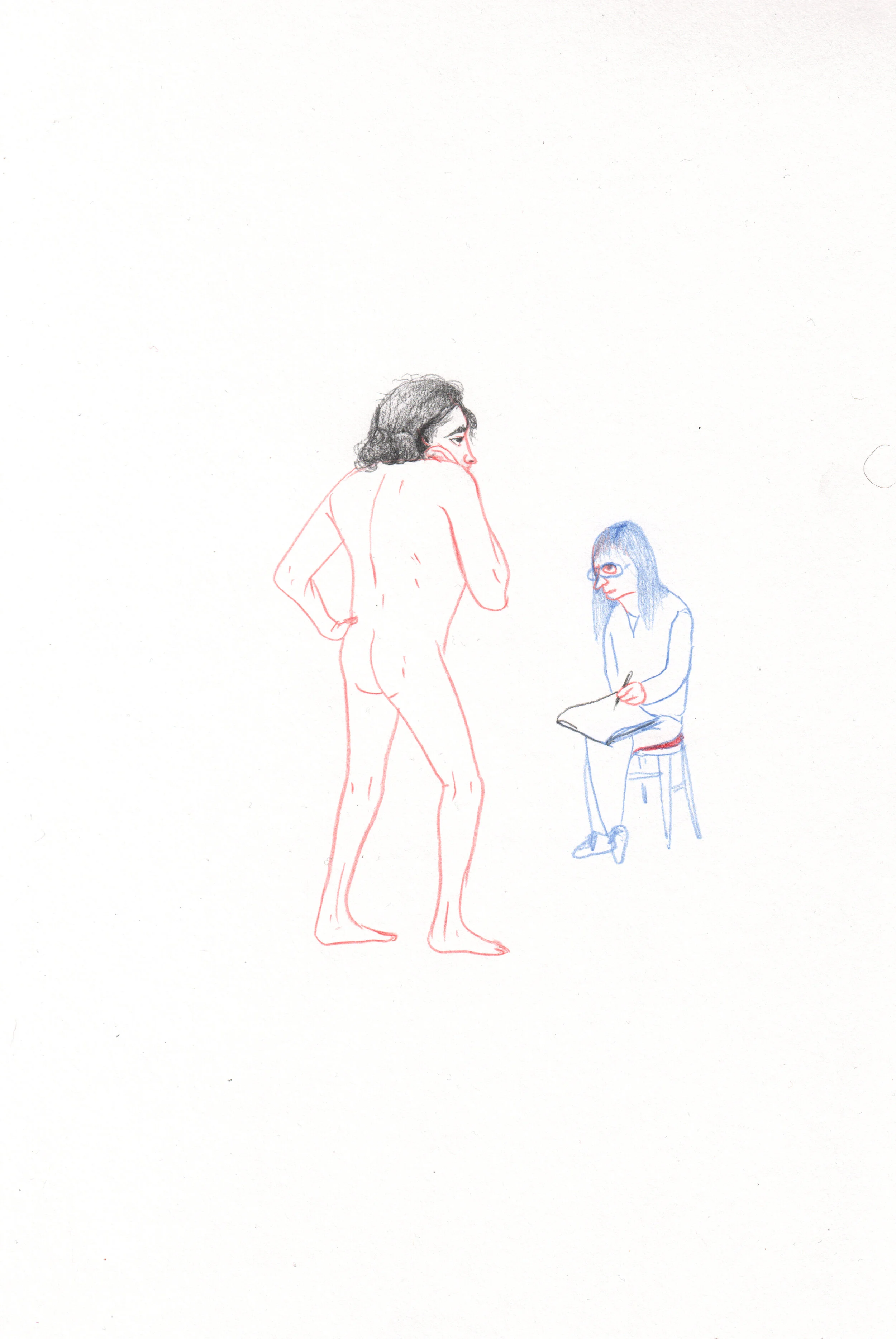 Woman Drawing a Man