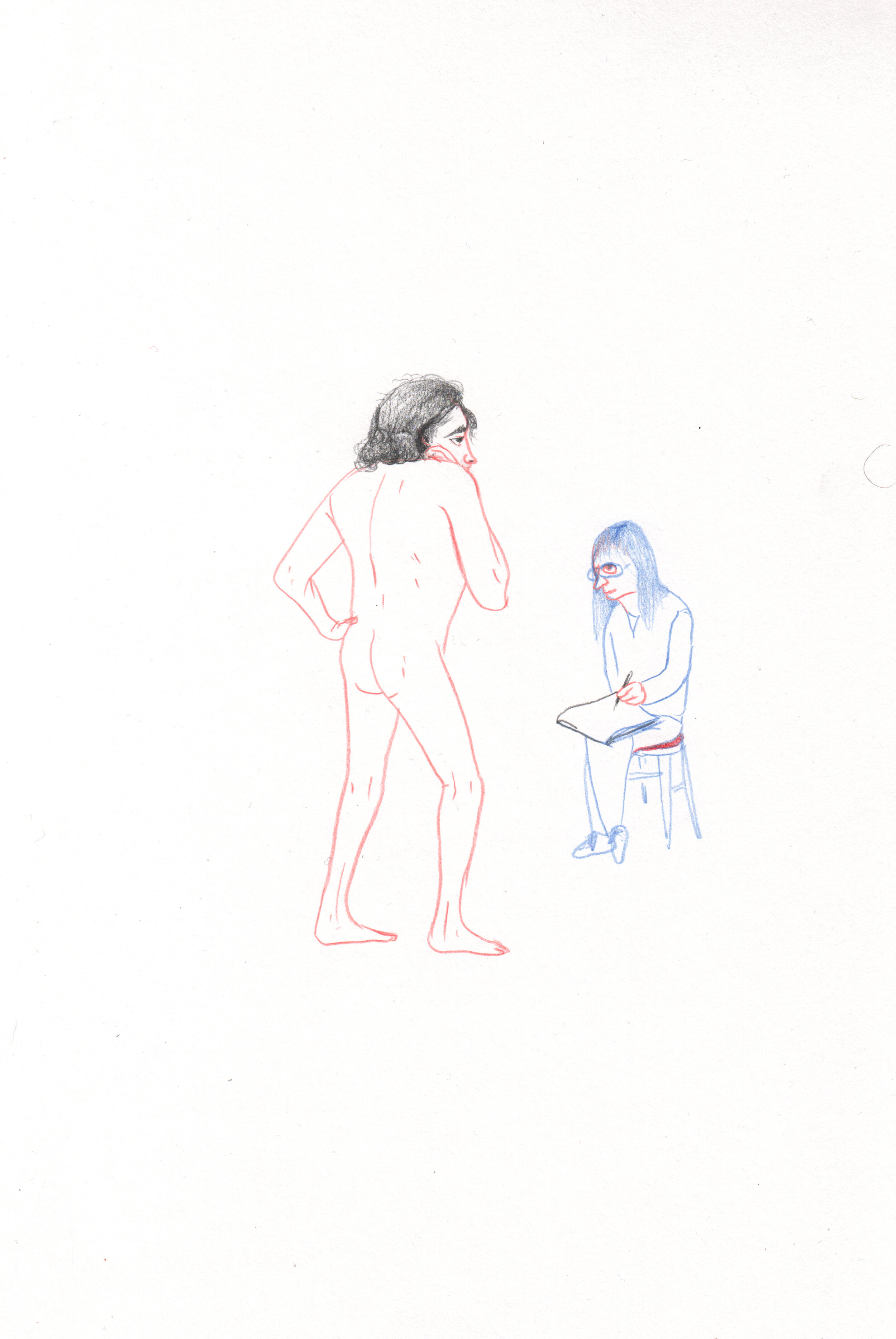 Woman Drawing a Man