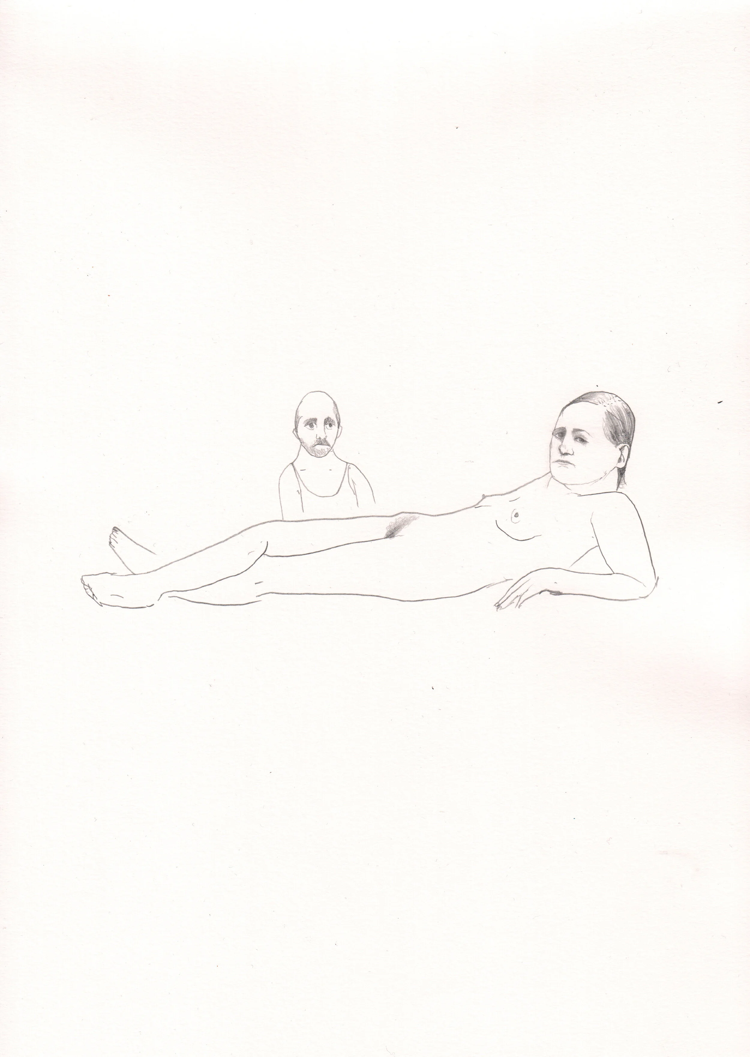Bald Man Drawing a Woman