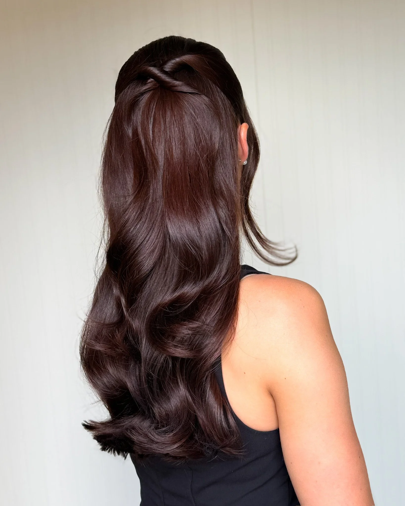 soft glam waves on dark hair
