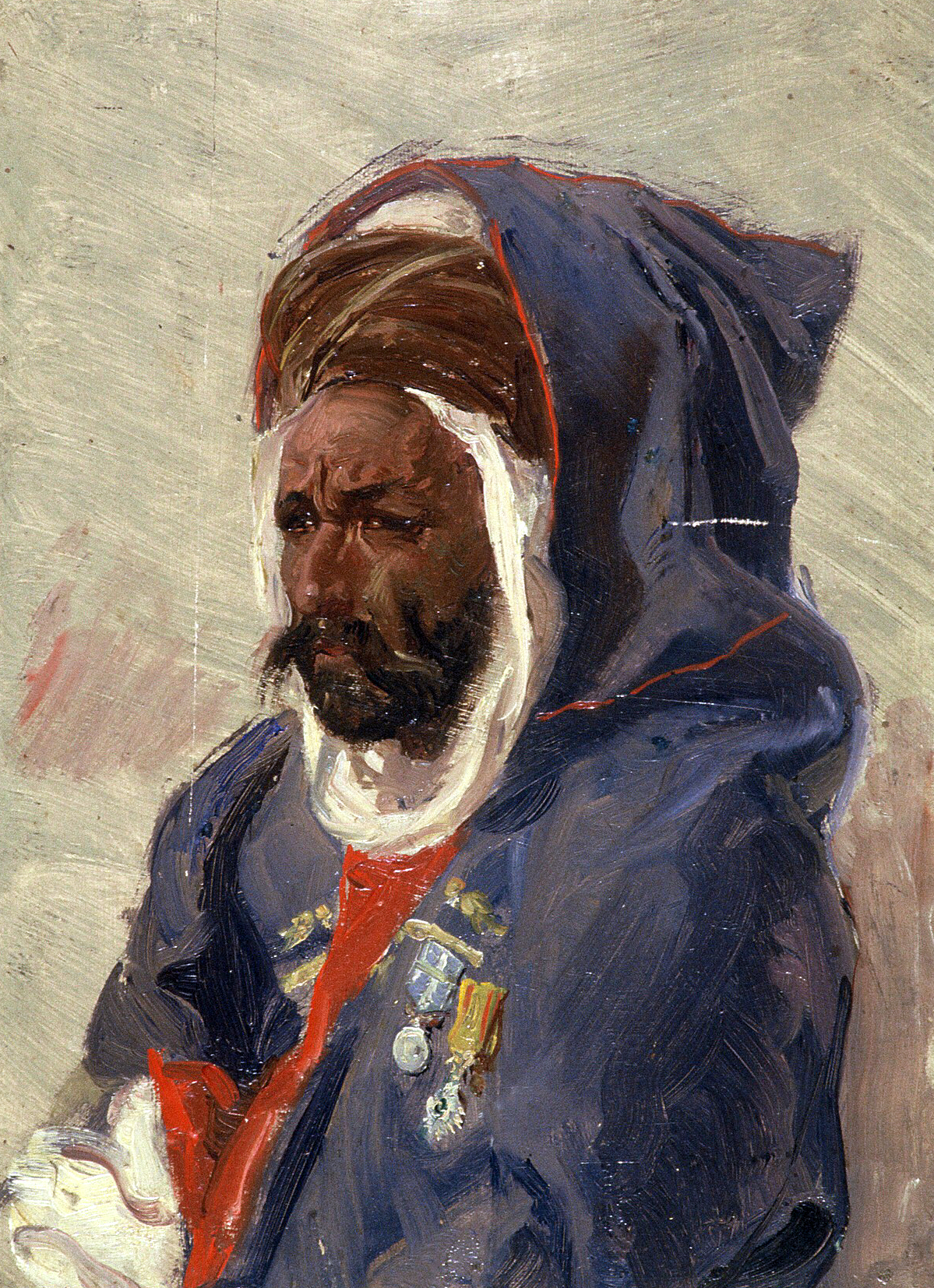 Portrait d’un mokhzani algérien ou cavalier du bureau arabe