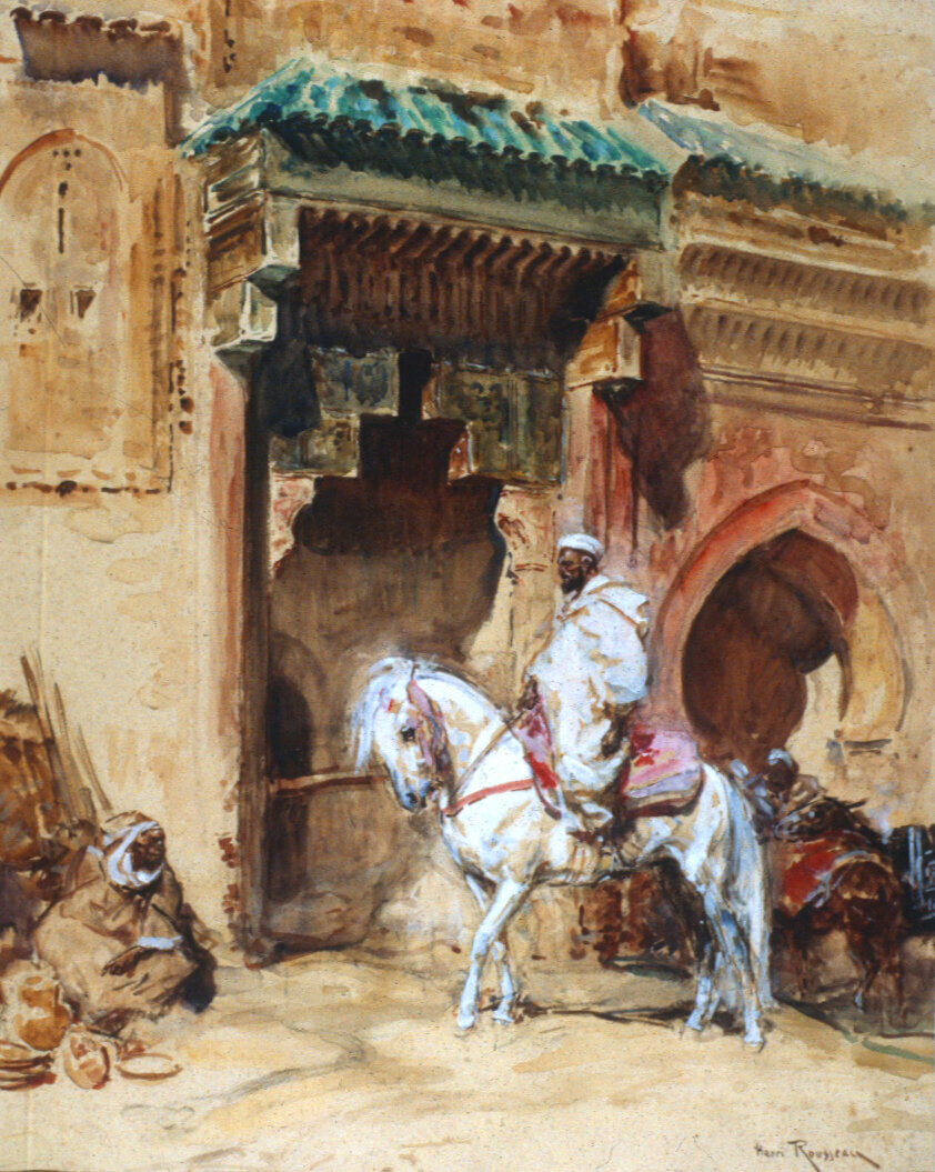 Cavalier devant la fontaine Sidi el Hassan Marrakech