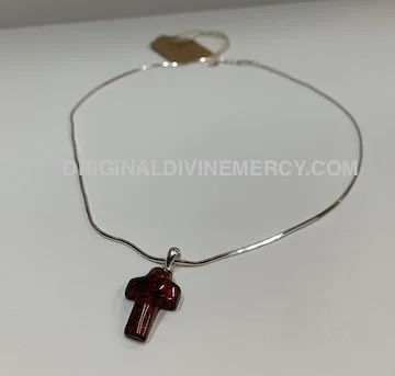 Red Lithuanian Amber Cross Necklace C304 — Original Divine Mercy