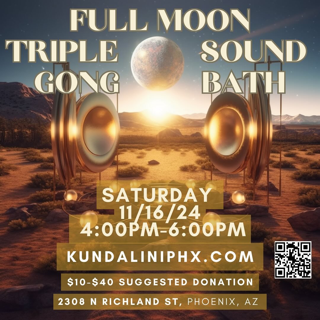 Full Moon Gong Bath &amp; Kundalini For the Chakras Workshop. Find us at the lower level marble courtyard @gurunanakdwara . Bring your sweater &amp; a blanket!!
@kundaliniphx