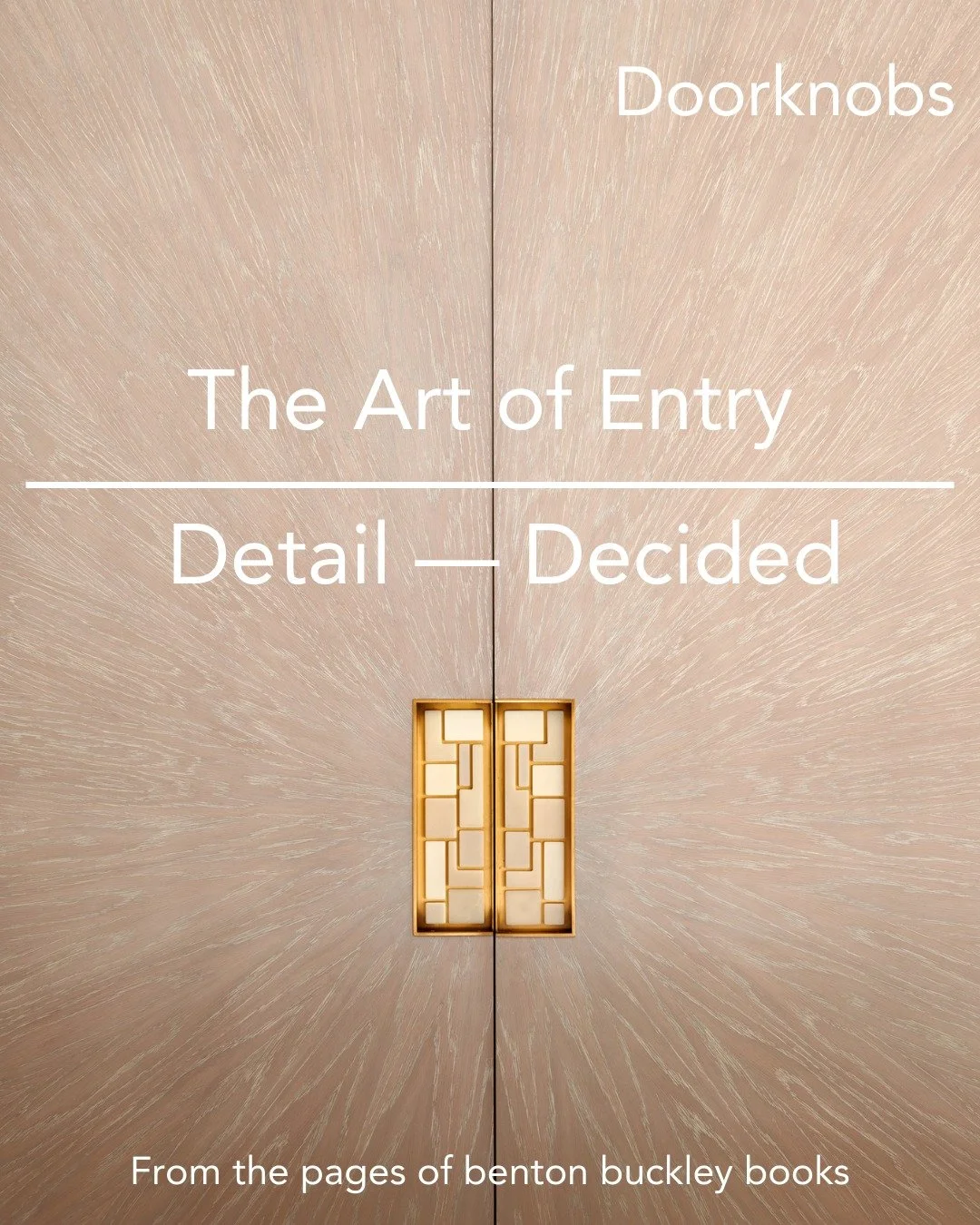 Even the smallest touchpoint deserves grandeur. In the world of great design, a doorknob is sculpture &mdash; tactile, intentional, divine.

Buy the books &mdash; link in bio.

#BentonBuckleyBooks #ArchitecturalElegance #DesignObsessed
