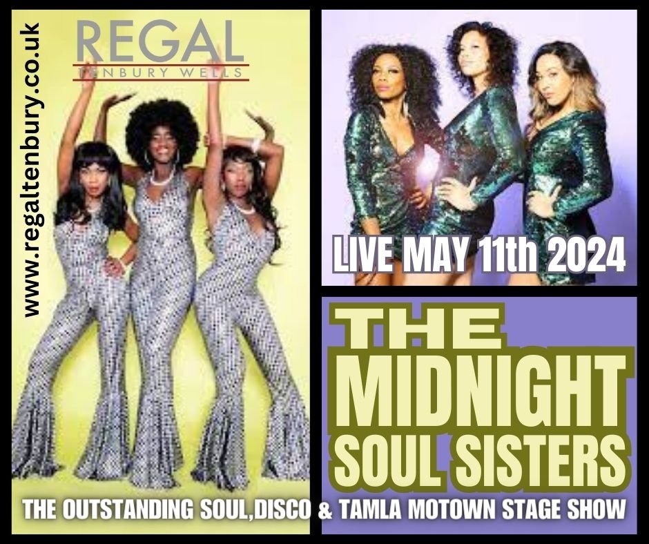🌟 Get ready to groove with The Midnight Soul Sisters! 🌟

Book your tickets now via: https://bit.ly/43wxJGw

Join us on Saturday, 11 May 2024, at 7:00 PM at The Regal for a spectacular night of soul, disco, and Tamla Motown hits! The Midnight Soul S