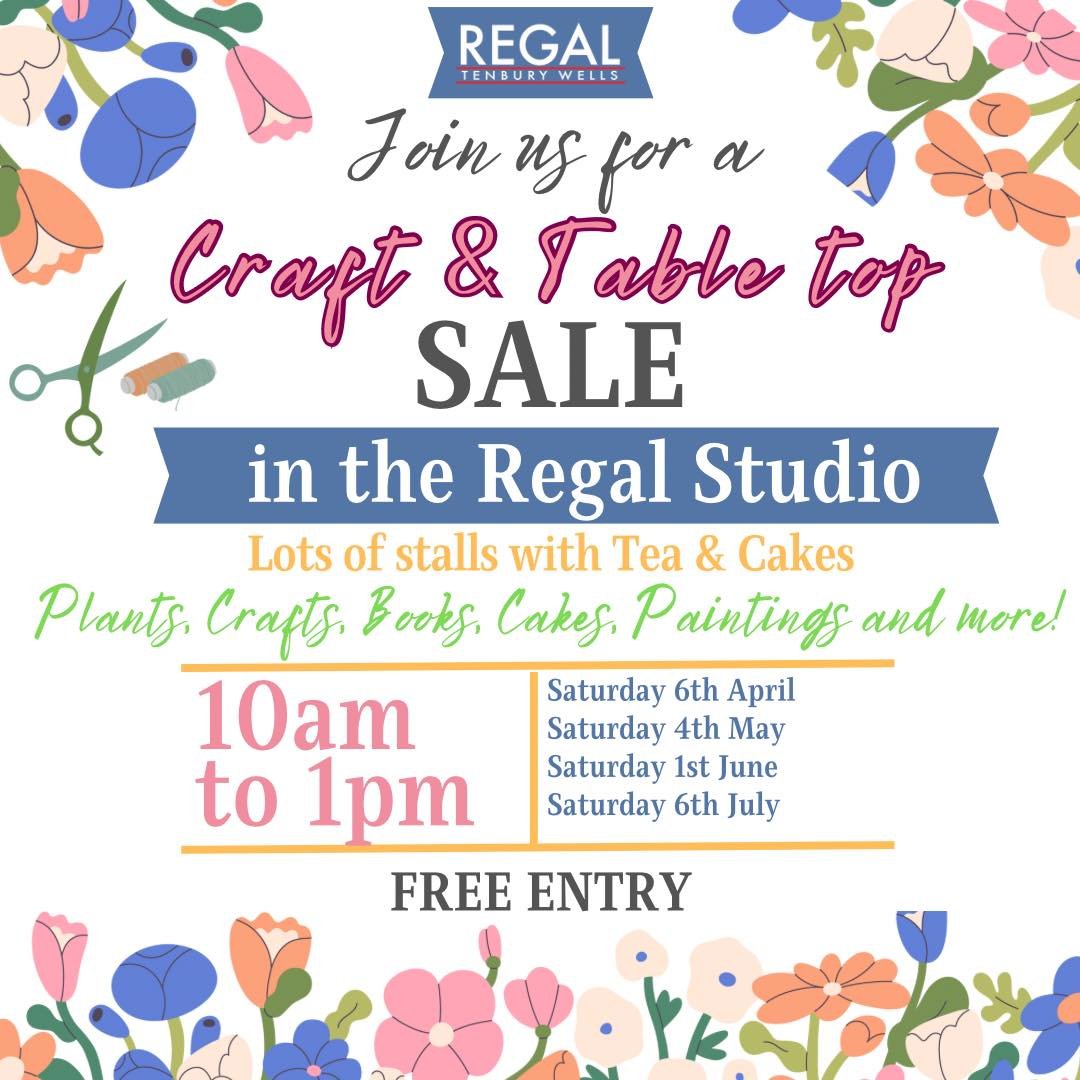 Join us today in the Regal Studio for our monthly Craft &amp; Table Top  sale. 

Open between the hours of 10am and 1pm!