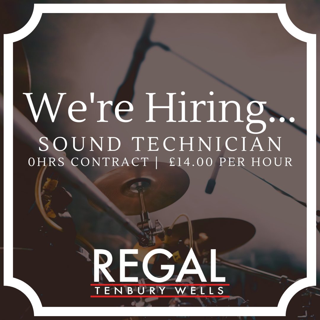 Regal Sound &amp; Lighting Technician vacancies.
Hours: 0 hours contract 
Remuneration: &pound;14.00 per hour 

The Regal is an established art deco theatre in the heart of the Tenbury Wells community. It is a creative centre with a growing programme