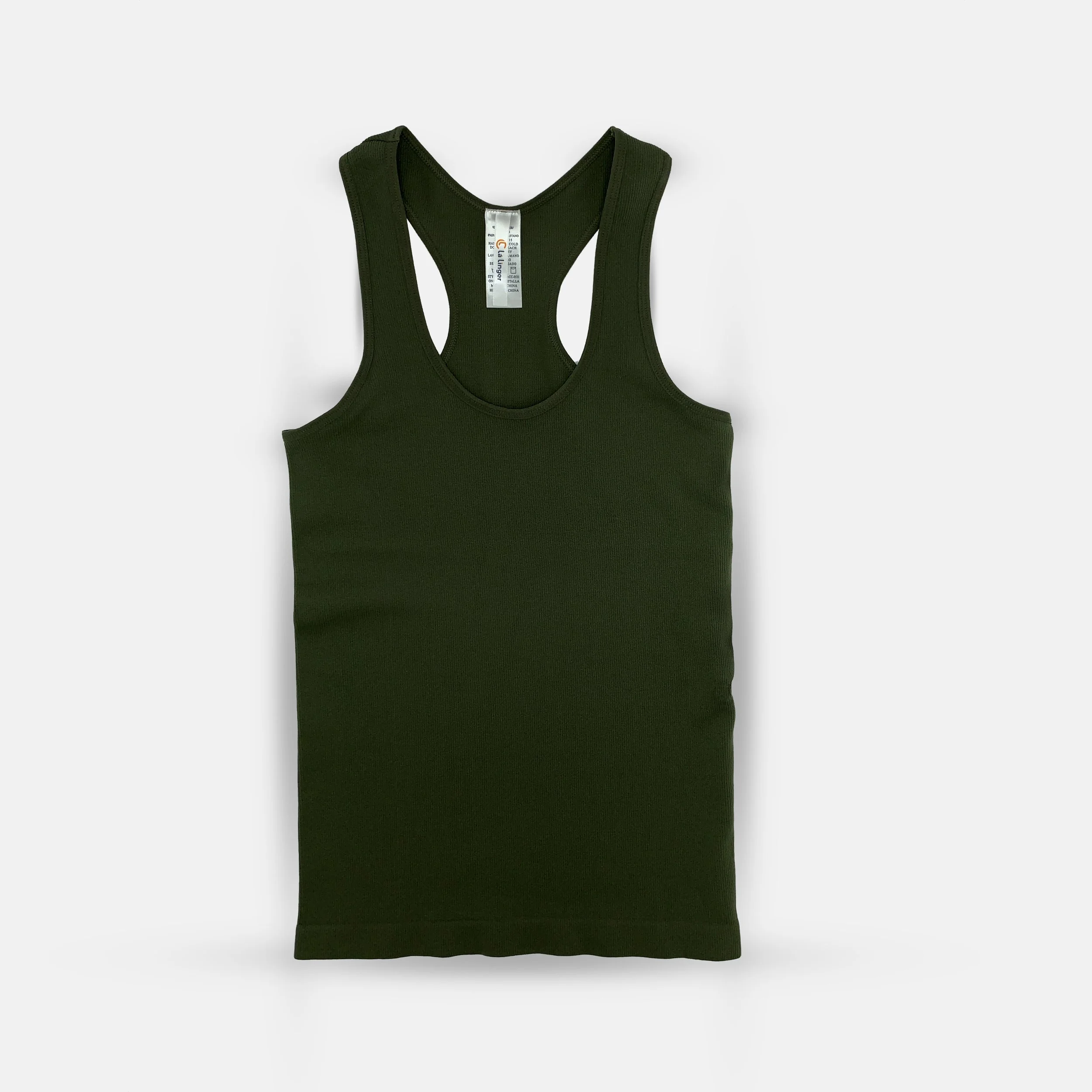 Ribbed Seamless Racerback Tank Top - Dark Seaweed