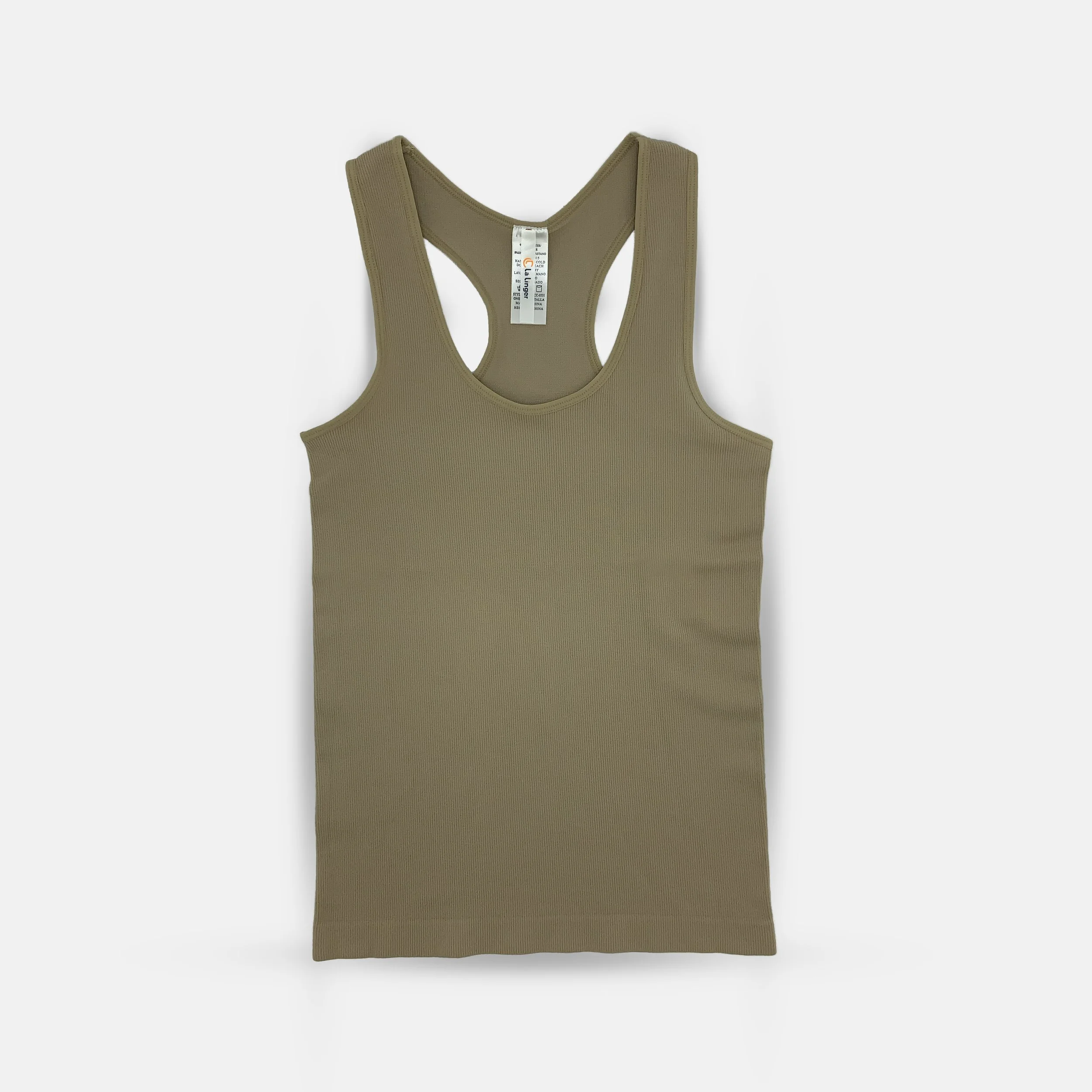 Ribbed Seamless Racerback Tank Top - Tan