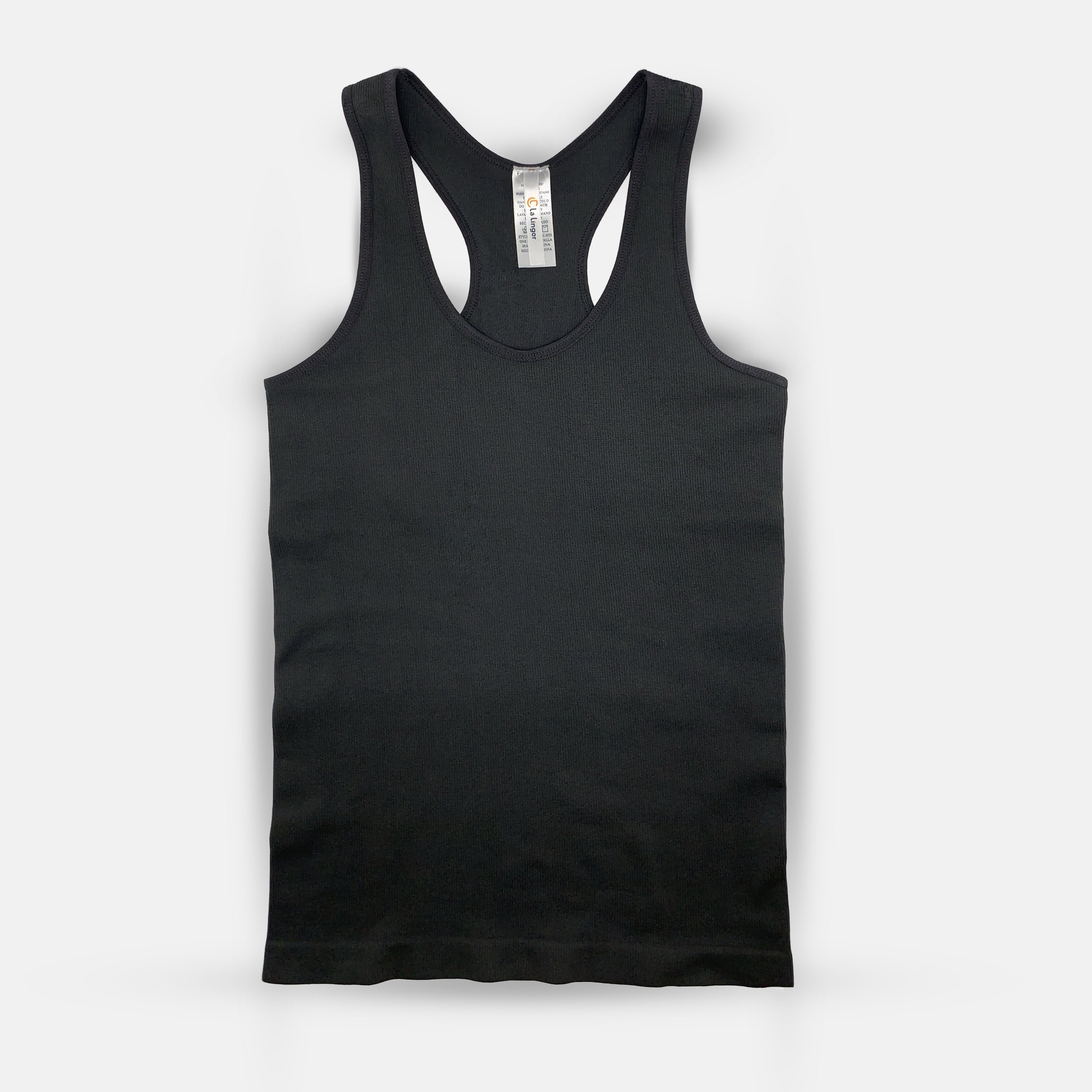 Ribbed Seamless Racerback Tank Top - Charcoal
