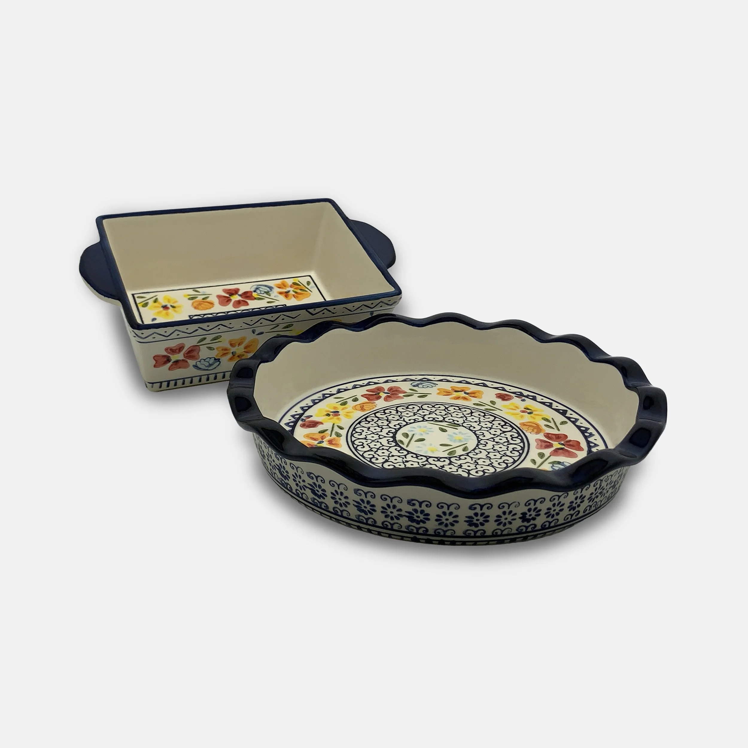 2 PC Hand-Printed Bakeware Set