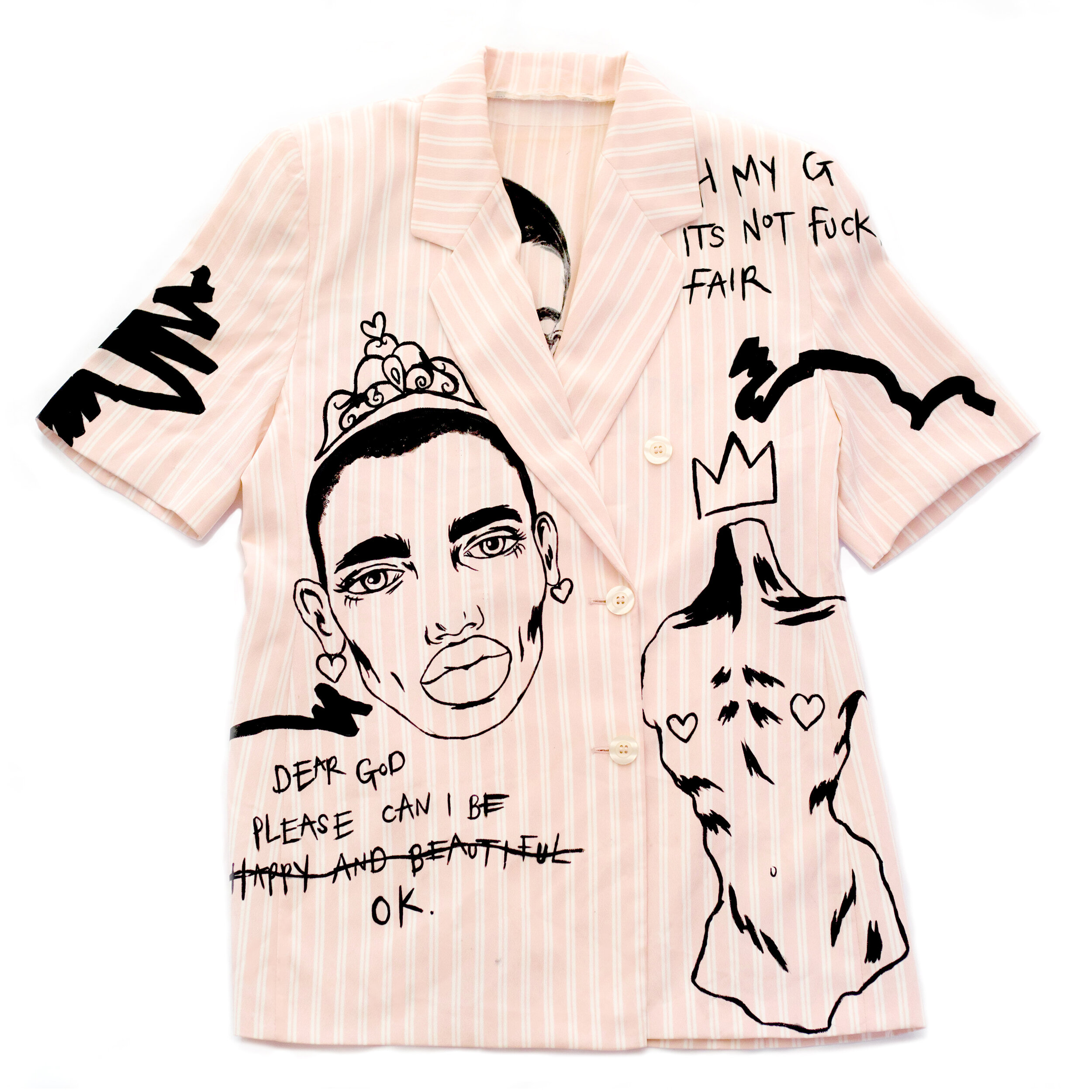 'DEAR GOD' PINSTRIPE SUIT JACKET