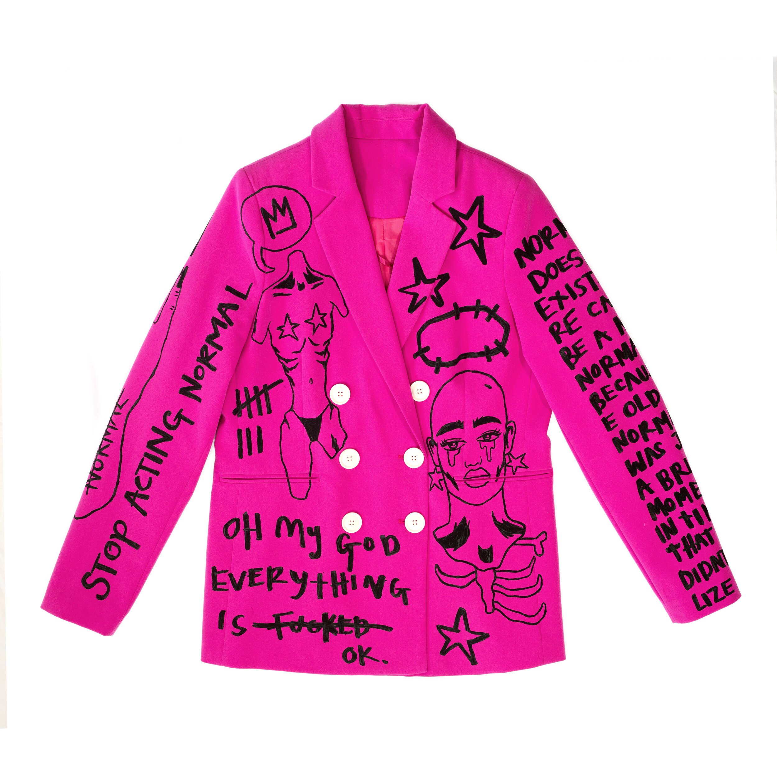 'STOP ACTING NORMAL' PINK BLAZER